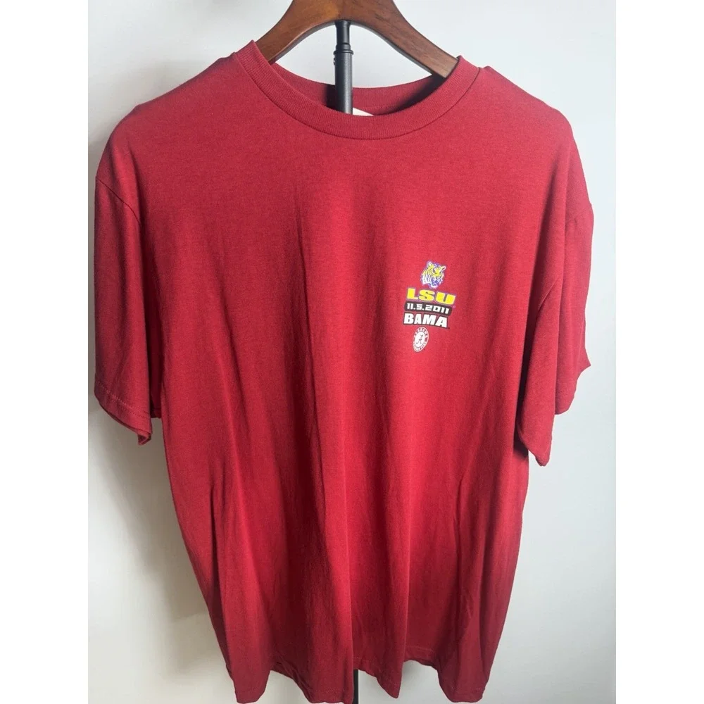 VINTAGE MEN'S LARGE RED ALABAMA 2011 CHAMPIONS LSU T SHIRT HEAVY COTTON NWT